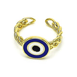 Oro Laminado Elegant Ring, Gold Filled Style Evil Eye Design, Blue Enamel Finish, Golden Finish