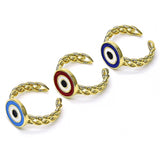 Oro Laminado Elegant Ring, Gold Filled Style Evil Eye Design, Blue Enamel Finish, Golden Finish