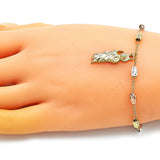 Oro Laminado Charm Bracelet, Gold Filled Style San Judas Design, Diamond Cutting Finish, Tricolor