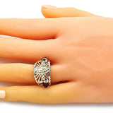 Oro Laminado Multi Stone Ring, Gold Filled Style Guadalupe and Elephant Design, with Garnet and White Cubic Zirconia, Polished, Golden Finish