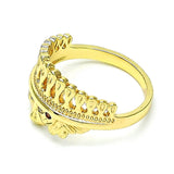 Oro Laminado Multi Stone Ring, Gold Filled Style with Garnet and White Cubic Zirconia, Polished, Golden Finish