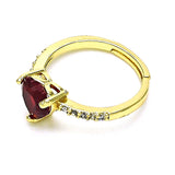 Oro Laminado Multi Stone Ring, Gold Filled Style Heart Design, with Garnet Cubic Zirconia and White Micro Pave, Polished, Golden Finish