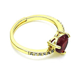 Oro Laminado Multi Stone Ring, Gold Filled Style Heart Design, with Garnet Cubic Zirconia and White Micro Pave, Polished, Golden Finish
