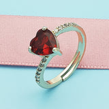 Oro Laminado Multi Stone Ring, Gold Filled Style Heart Design, with Garnet Cubic Zirconia and White Micro Pave, Polished, Golden Finish