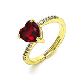 Oro Laminado Multi Stone Ring, Gold Filled Style Heart Design, with Garnet Cubic Zirconia and White Micro Pave, Polished, Golden Finish
