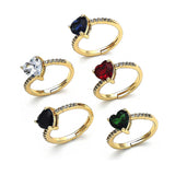 Oro Laminado Multi Stone Ring, Gold Filled Style Heart Design, with Garnet Cubic Zirconia and White Micro Pave, Polished, Golden Finish