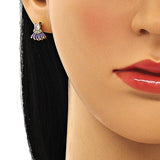 Oro Laminado Stud Earring, Gold Filled Style Baguette Design, with Amethyst and White Cubic Zirconia, Polished, Golden Finish