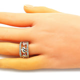 Oro Laminado Multi Stone Ring, Gold Filled Style Elephant Design, with Multicolor Cubic Zirconia, Polished, Tricolor
