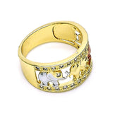 Oro Laminado Multi Stone Ring, Gold Filled Style Elephant Design, with Multicolor Cubic Zirconia, Polished, Tricolor