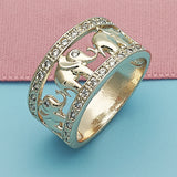Oro Laminado Multi Stone Ring, Gold Filled Style Elephant Design, with Multicolor Cubic Zirconia, Polished, Tricolor
