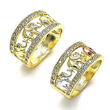 Oro Laminado Multi Stone Ring, Gold Filled Style Elephant Design, with Multicolor Cubic Zirconia, Polished, Tricolor