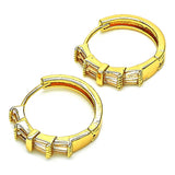 Oro Laminado Huggie Hoop, Gold Filled Style Baguette Design, with White Cubic Zirconia, Polished, Golden Finish