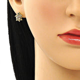Oro Laminado Stud Earring, Gold Filled Style Turtle Design, with Multicolor Micro Pave, Polished, Golden Finish