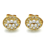 Oro Laminado Stud Earring, Gold Filled Style with White Cubic Zirconia, Polished, Golden Finish