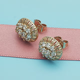 Oro Laminado Stud Earring, Gold Filled Style with White Cubic Zirconia, Polished, Golden Finish