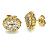 Oro Laminado Stud Earring, Gold Filled Style with White Cubic Zirconia, Polished, Golden Finish