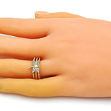 Oro Laminado Multi Stone Ring, Gold Filled Style Dragon-Fly Design, with White Micro Pave, Polished, Golden Finish