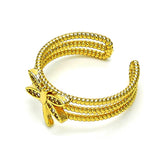 Oro Laminado Multi Stone Ring, Gold Filled Style Dragon-Fly Design, with White Micro Pave, Polished, Golden Finish