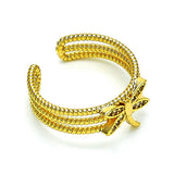 Oro Laminado Multi Stone Ring, Gold Filled Style Dragon-Fly Design, with White Micro Pave, Polished, Golden Finish