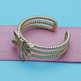 Oro Laminado Multi Stone Ring, Gold Filled Style Dragon-Fly Design, with White Micro Pave, Polished, Golden Finish