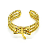 Oro Laminado Multi Stone Ring, Gold Filled Style Dragon-Fly Design, with White Micro Pave, Polished, Golden Finish