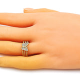 Oro Laminado Multi Stone Ring, Gold Filled Style Butterfly Design, with White Micro Pave, Polished, Golden Finish