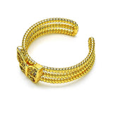 Oro Laminado Multi Stone Ring, Gold Filled Style Butterfly Design, with White Micro Pave, Polished, Golden Finish