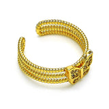 Oro Laminado Multi Stone Ring, Gold Filled Style Butterfly Design, with White Micro Pave, Polished, Golden Finish