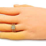 Oro Laminado Multi Stone Ring, Gold Filled Style Four-leaf Clover Design, with White Micro Pave, Polished, Golden Finish