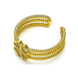Oro Laminado Multi Stone Ring, Gold Filled Style Four-leaf Clover Design, with White Micro Pave, Polished, Golden Finish