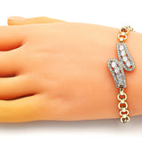 Oro Laminado Fancy Bracelet, Gold Filled Style with White Cubic Zirconia and White Micro Pave, Polished, Golden Finish