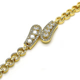 Oro Laminado Fancy Bracelet, Gold Filled Style with White Cubic Zirconia and White Micro Pave, Polished, Golden Finish