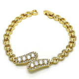 Oro Laminado Fancy Bracelet, Gold Filled Style with White Cubic Zirconia and White Micro Pave, Polished, Golden Finish