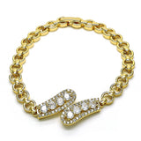 Oro Laminado Fancy Bracelet, Gold Filled Style with White Cubic Zirconia and White Micro Pave, Polished, Golden Finish