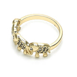 Oro Laminado Multi Stone Ring, Gold Filled Style Elephant Design, with White Micro Pave, Polished, Golden Finish
