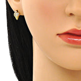 Oro Laminado Stud Earring, Gold Filled Style Ice Cream Design, with White Micro Pave, Polished, Golden Finish