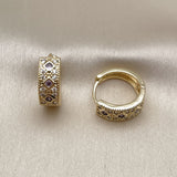 Oro Laminado Huggie Hoop, Gold Filled Style with Amethyst Cubic Zirconia and White Micro Pave, Polished, Golden Finish