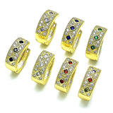 Oro Laminado Huggie Hoop, Gold Filled Style with Amethyst Cubic Zirconia and White Micro Pave, Polished, Golden Finish