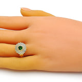 Oro Laminado Multi Stone Ring, Gold Filled Style Butterfly Design, with Green Cubic Zirconia and White Micro Pave, Polished, Golden Finish