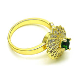 Oro Laminado Multi Stone Ring, Gold Filled Style Butterfly Design, with Green Cubic Zirconia and White Micro Pave, Polished, Golden Finish