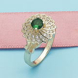 Oro Laminado Multi Stone Ring, Gold Filled Style Butterfly Design, with Green Cubic Zirconia and White Micro Pave, Polished, Golden Finish