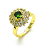 Oro Laminado Multi Stone Ring, Gold Filled Style Butterfly Design, with Green Cubic Zirconia and White Micro Pave, Polished, Golden Finish