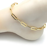 Oro Laminado Basic Anklet, Gold Filled Style Paperclip Design, Polished, Golden Finish