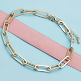 Oro Laminado Basic Anklet, Gold Filled Style Paperclip Design, Polished, Golden Finish