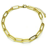 Oro Laminado Basic Anklet, Gold Filled Style Paperclip Design, Polished, Golden Finish