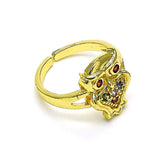 Oro Laminado Multi Stone Ring, Gold Filled Style Owl Design, with Multicolor Micro Pave and Garnet Cubic Zirconia, Polished, Golden Finish