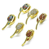 Oro Laminado Huggie Hoop, Gold Filled Style Flower Design, with Multicolor Micro Pave, Polished, Golden Finish