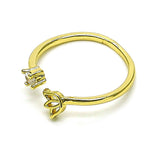 Oro Laminado Multi Stone Ring, Gold Filled Style Flower Design, with White Cubic Zirconia, Polished, Golden Finish