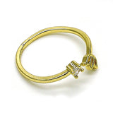 Oro Laminado Multi Stone Ring, Gold Filled Style Flower Design, with White Cubic Zirconia, Polished, Golden Finish