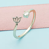Oro Laminado Multi Stone Ring, Gold Filled Style Flower Design, with White Cubic Zirconia, Polished, Golden Finish